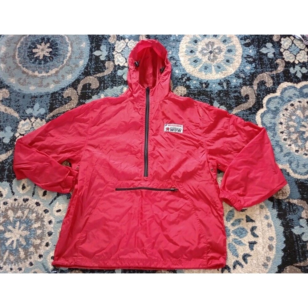 Walt Disney World - Unisex Wind Breaker - Red w/Hood - Water Resistant  - L